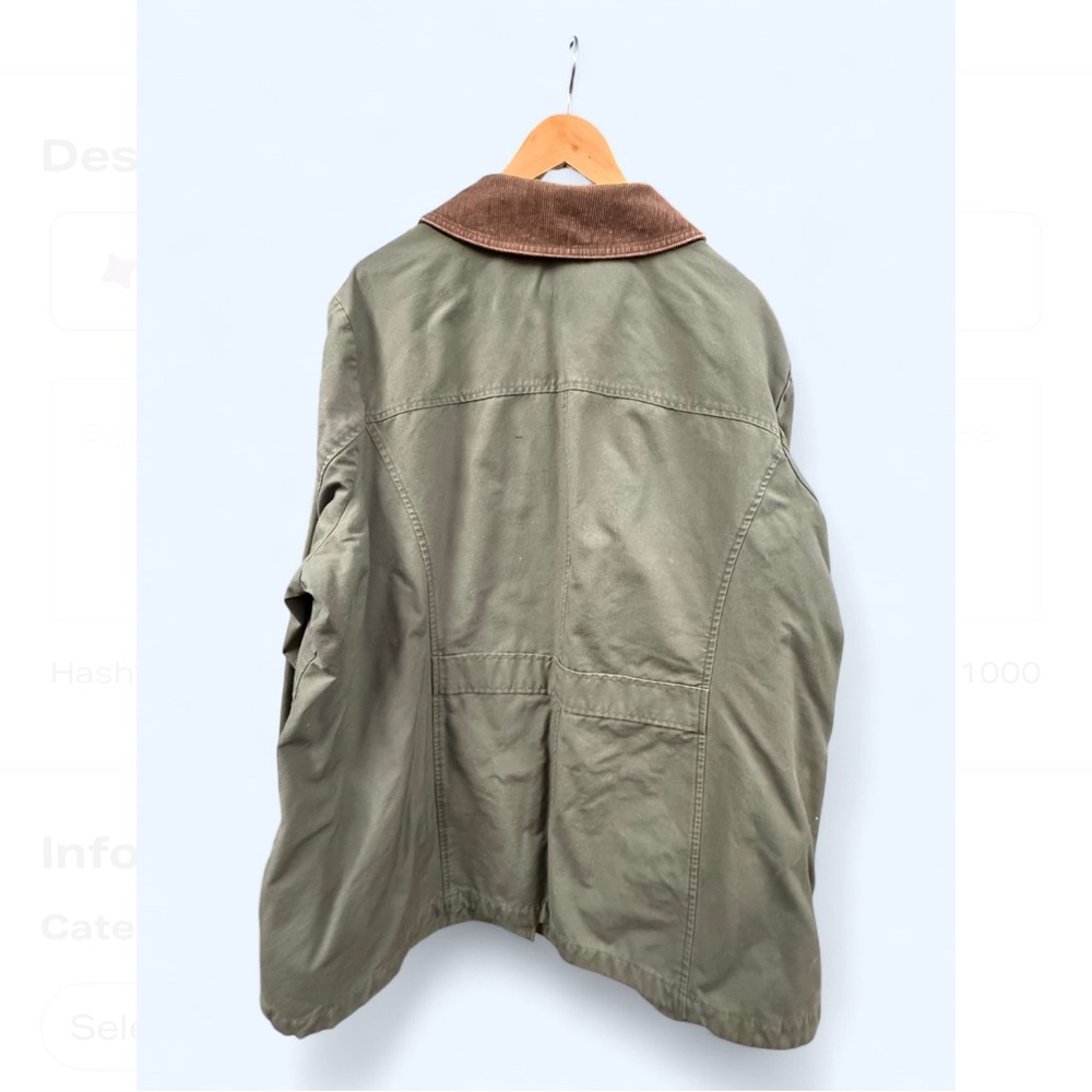 Vintage L.L. Bean Barn Jacket Olive & Brown Size 3X Corduroy, Flannel Lined - Picture 8 of 9